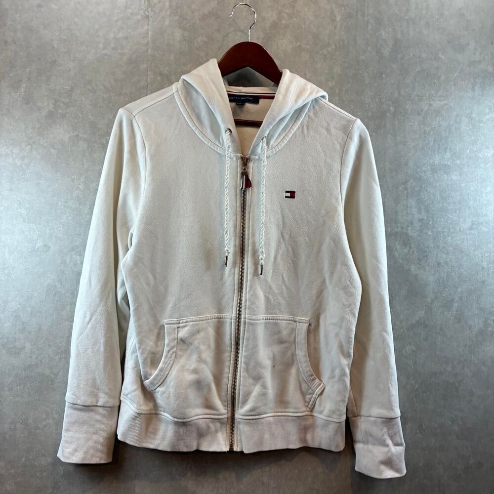 Tommy-hilfiger Women's White and Cream Hoodie